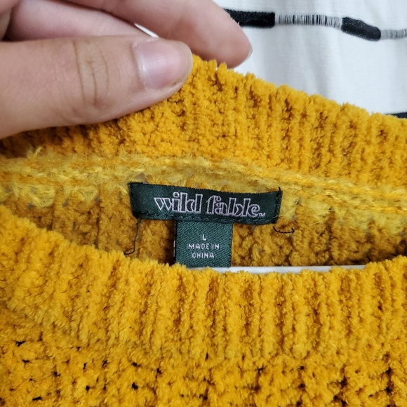 Wild Fable Fuzzy Yellow Stripe Knit Sweater - Picture 3 of 4